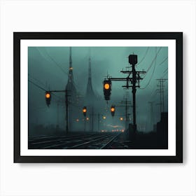 Train Tracks In The Fog Art Print