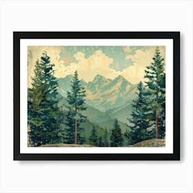 Retro Landscape Illustration 7 Art Print