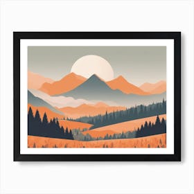 Misty mountains horizontal background in orange tone 74 Art Print