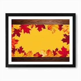 Banner Featuring A Seamless Pattern Of Oak And Maple Leaves Brilliant Shades Of Yellow And Orange E (2) Art Print