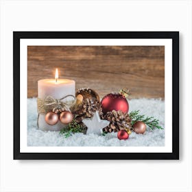 Candle In The Snow Art Print