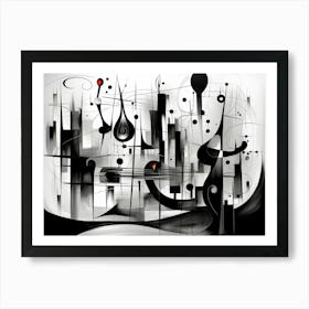 Cosmic Symphony Abstract Black And White 4 Art Print
