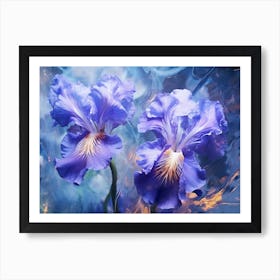 Blue Iris Flowers Art Print