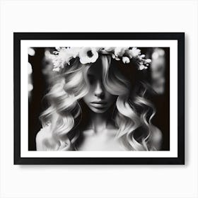 Blond Woman With Flower Crown Art Print