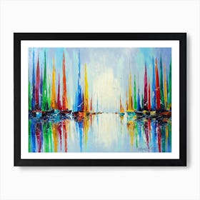 Sailboats on a raid Art Print