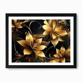 Golden Flowers 3 Art Print