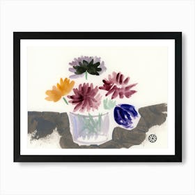 Watercolor Flowers In A Vase Art Print