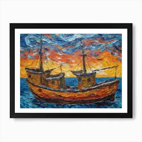 Boat In The Ocean Art Print