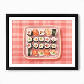 Sushi Selection Pink Checkerboard 1 Art Print