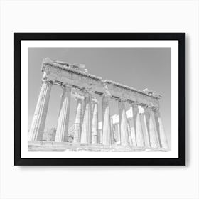 Black And White Acropolis Parthenon Temple Art Print