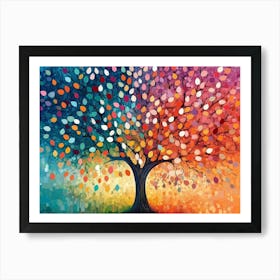 Colorful Tree With Leaves On Hanging Branches 7 Art Print