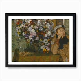 A Woman Seated Beside A Vase Of Flowers, Edgar Degas Art Print