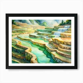 A Depiction Of Stone Terraces Filled With Vibrant Art Print