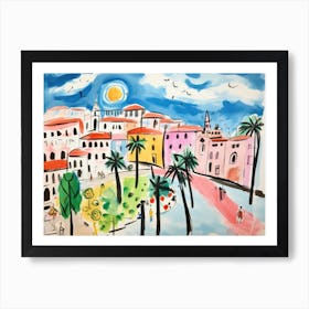 Ancona Italy Cute Watercolour Illustration 1 Art Print