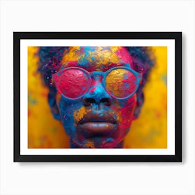 Psychedelic Portrait: Vibrant Expressions in Liquid Emulsion Colorful Face Art Print