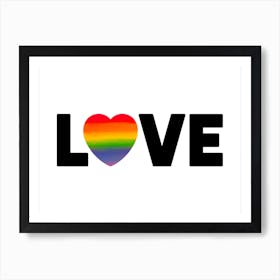 Pride Love Word Art Rainbow Heart Art Print