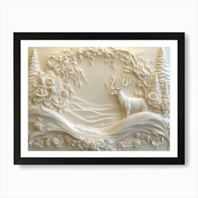 Beautiful 3d Stone Carving Art Print