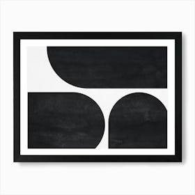 Black & White Mid-century Modern Abstract Painting Art Print