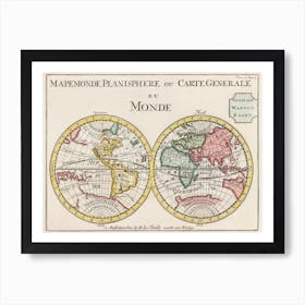 Wereldkaart Mapemonde Planisphere Ou Carte Generale Du Monde (1735) Poster