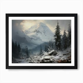 Rustic Winter Painting Vintage Art Print