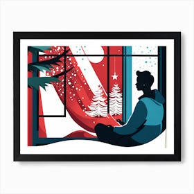 Christmas At The Window vector art Art Print