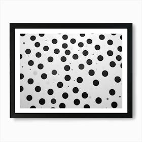 Close Up View Of A Black And White Abstract Pattern With Evenly Spaced Black Circles On A White Background, Resembling A Perforated Surface Art Print