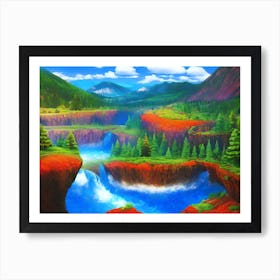 Waterfall In The Mountains 1 Art Print