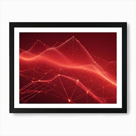 A Stylized Image Of A Digital Landscape, With Glowing Red Lines Forming A Series Of Undulating Peaks, Representing A Virtual World, Technology, Or A Data Driven Landscape Art Print