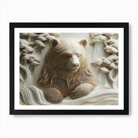 Exquisite 3d Bear Relief Art Creating Elegant And Sophisticated Design 1 Art Print