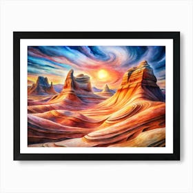 A Glowing Depiction Of The Wave Sandstone Formatio Art Print