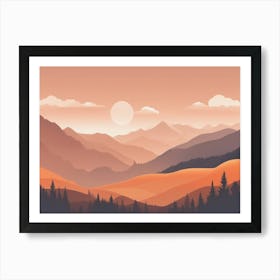 Misty mountains horizontal background in orange tone 75 Art Print