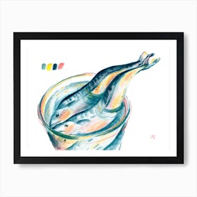 Mackerel Sea Fish Drawing Art Print