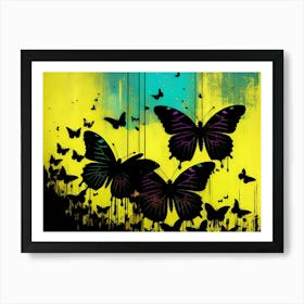 Butterflies On A Yellow Background 1 Art Print