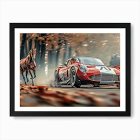 Horse Racing In Autumn Art Print