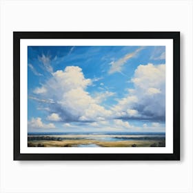 Cumulus Clouds Headlining The Scenic Landscape Clustered Carelessly Against A Shifting Cerulean Ba (5) Art Print