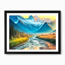 Mountain Landscape Painting 1 Art Print