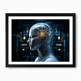 An Abstract Digital Rendering Of A Human Head Housed Within Its Embrace The Intricate Circuitry Of Art Print