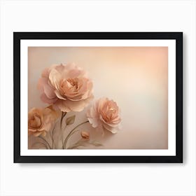 Roses On A Beige Background Art Print