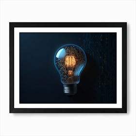 Light Bulb On Circuit Board Art Print