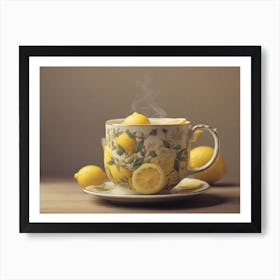 Tea Cup With Lemons Art Print