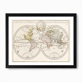 A New Map Of The World According To The New Observations (1732) Art Print