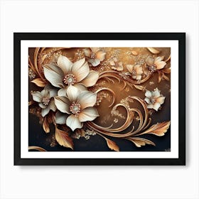 Gold And White Flowers 4 Art Print