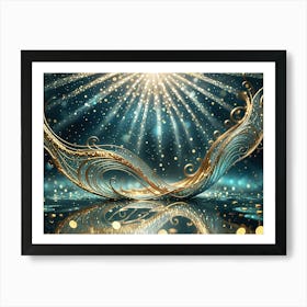 Sparkling golden waves in the sea 3 Art Print