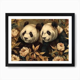 Floral Animal Illustration Giant Panda 1 Art Print