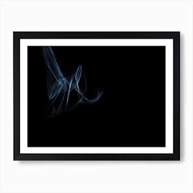 Glowing Abstract Curved Light Blue And White Lines 5 Art Print
