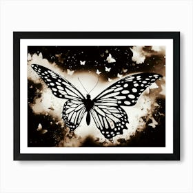 Butterfly In Black And White 2 Art Print