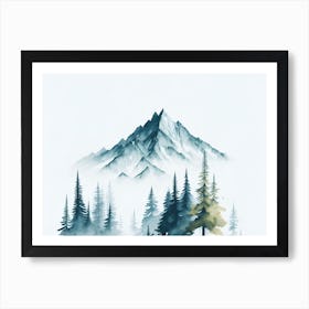 Mountain And Forest In Minimalist Watercolor Horizontal Composition 84 Art Print