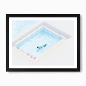 Swimming Pool bird Art Print