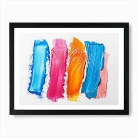 Colorful Paint Strokes On White Background Art Print