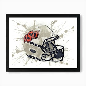 Oklahoma State Cowboys White NCAA Helmet Poster Art Print